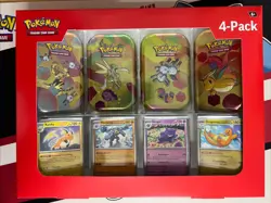 Pokemon 4 Mini Tins + 4 Promo Cards - 151 SAMS CLUB - Fart Swirl Dragonite 💫 - Image 1