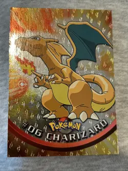 Charizard Topps Holo Embossed Flames 1999 Rare 06 Black Logo NM+ Vintage Pokemon - Image 1