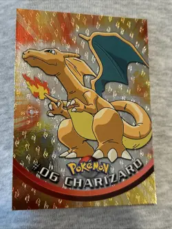 Charizard Topps Holo Embossed Flames 1999 Rare 06 Black Logo NM+ Vintage Pokemon - Image 2