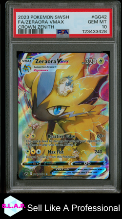 FA/ZERAORA VMAX CROWN ZENITH POKEMON SWSH CROWN ZENITH 2023 GG42 PSA 10 - Image 1