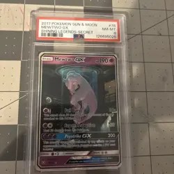 2017 POKEMON SUN & MOON SHINING LEGENDS SECRET #78 MEWTWO GX PSA 8 - Image 1