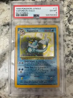 1999 Pokemon Jungle vaporeon-holo no symbol error PSA 6 - Image 1