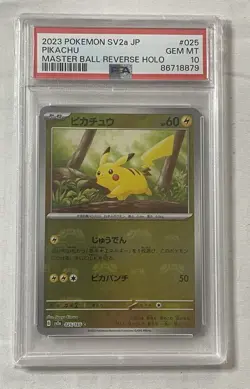 2023 Pokemon SV2a JP Pikachu Master ball Reverse Holo PSA 10 - retired 151 set - Image 1