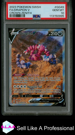 FA/DRAPION V CROWN ZENITH POKEMON SWORD AND SHIELD CROWN ZENITH 2023 GG49 PSA 10 - Image 1