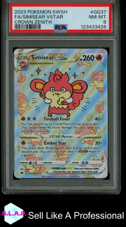 FA/SIMISEAR VSTAR CROWN ZENITH POKEMON SWSH CROWN ZENITH 2023 GG37 PSA 8 - Image 1