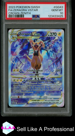 FA/ZERAORA VSTAR CROWN ZENITH POKEMON SWSH CROWN ZENITH 2023 GG43 PSA 10 - Image 1
