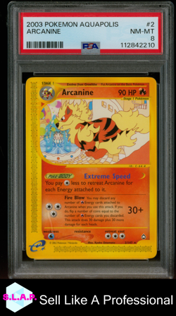 ARCANINE POKEMON AQUAPOLIS 2003 2 PSA 8 - Image 1