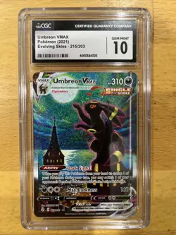 Pokemon TCG Umbreon VMAX Holo Secret Rare Evolving Skies 215/203 CGC Gem Mint 10 - Image 1