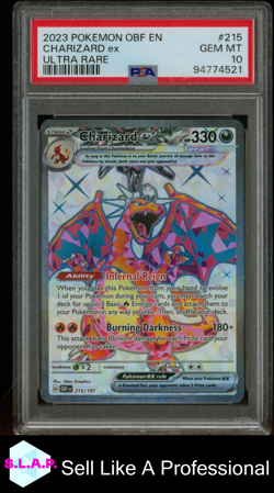 CHARIZARD EX ULTRA RARE POKEMON OBF EN-OBSIDIAN FLAMES 2023 215 PSA 10 - Image 1