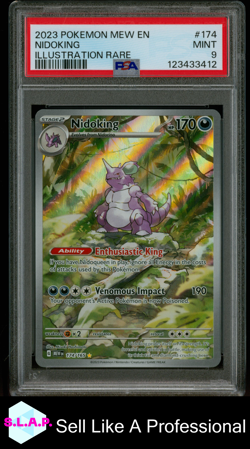 NIDOKING ILLUSTRATION RARE POKEMON MEW EN-151 2023 174 PSA 9 - Image 1