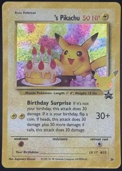 Pokemon TCG Birthday Pikachu Holo Celebrations Classic Collection 24 NM - Image 1