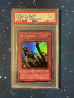 Yu-Gi-Oh! 2002 SOLEMN JUDGMENT 1st Edition Ultra Portuguese PMT-P127 MRD PSA 9 - Image 1
