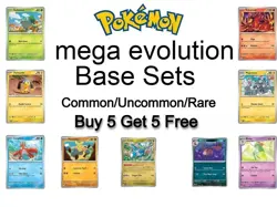 POKEMON - MEGA EVOLUTION BASE SET - SINGLE + TRAINER CARDS (Buy 5 Get 5 Free) - Image 1