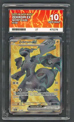 Pokemon Cards - ACE 10 Zekrom EX 158/086 - Black Bolt SR - PSA BGS CGC - Image 1
