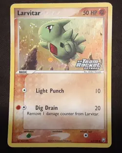 Larvitar SWIRL 63/109 EX Team Rocket Returns Reverse Holo Stamp Pokemon Card LP - Image 1