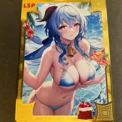 WES - Goddess Story Gold METAL Card - Serial Number #170/200 Ganyu Bikini Anime - Image 1