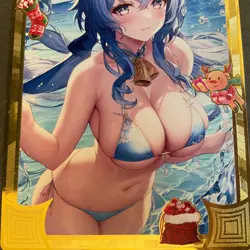WES - Goddess Story Gold METAL Card - Serial Number #170/200 Ganyu Bikini Anime - Image 3