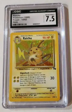 Vintage WOTC CGC 7.5 Raichu 1999 Fossil 14/62 Holo Pokemon Card - Image 1