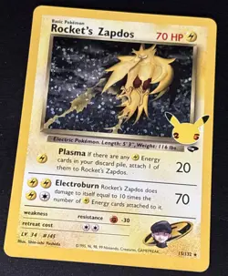 Rocket's Zapdos 15/132 Pokemon Celebrations Classic Collection Holo Card (PO019) - Image 1
