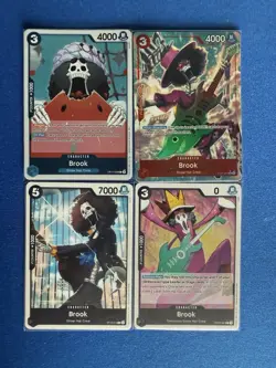 Brook One Piece TCG 4-card lot ST21 Alt Art Super Rare+OP11 Rare+more-ships PWE - Image 1