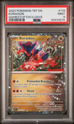 2024 POKEMON TEF EN-TEMPORAL FORCES GAMESTOP EXCLUSIVE #119 KORAIDON PSA 9 - Image 1