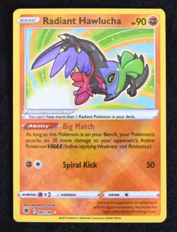 Pokemon TCG Radiant Hawlucha 081/189 2022 Astral Radiance Radiant Rare Card - NM - Image 1