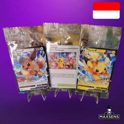 🔥Pokemon Indonesian Sealed Promo Set NM - Pikachu V, Fanfare Pikachu & Eevee V - Image 1