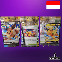 🔥Pokemon Indonesian Sealed Promo Set NM - Pikachu V, Fanfare Pikachu & Eevee V - Image 2