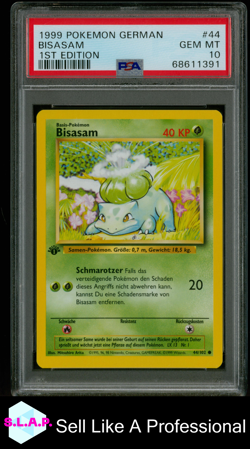 BISASAM 1ST EDITION POKEMON GERMAN 1999 44 PSA 10 - Image 1