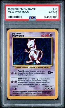 MEWTWO 1999 Pokemon Base Unlimited Holo 10/102 - PSA 6 - Image 1