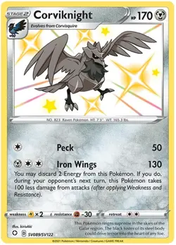 x1 Corviknight - SV089/SV122 - Shiny Holo Rare Pokemon Shining Fates M/NM - Image 1