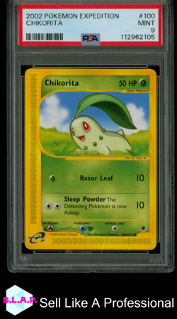 CHIKORITA POKEMON EXPEDITION 2002 100 PSA 9 - Image 1