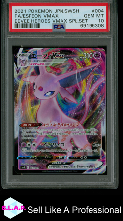 FA/ESPEON VMAX EEVEE HEROES SPL.SET POKEMON JAP SWSH 2021 004 PSA 10 - Image 1