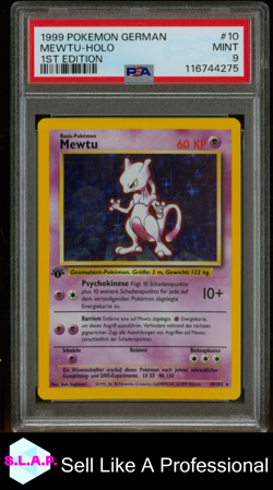 MEWTU-HOLO 1ST EDITION POKEMON GERMAN 1999 10 PSA 9 - Image 1