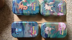 Pokemon Mini Tins - set of 4 empty tins, Eevee, Pikachu, Charmander, Squirtle - Image 1