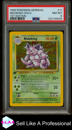 NIDOKING-HOLO 1ST EDITION POKEMON GERMAN 1999 11 PSA 8 - Image 1