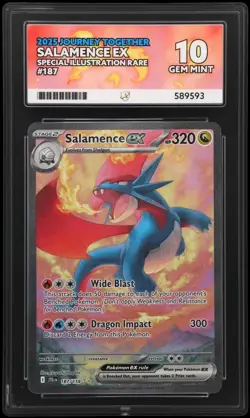 2025 Pokemon Journey Together Salamence EX SIR 187/159 ACE 10 GEM MINT 💎 - Image 1