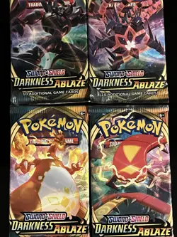 Pokemon (4) Sealed Packs Sword and Shield: Darkness Ablaze Complete Art Set - Image 2