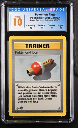 Pokemon! Perfect CGC 10 Pokemon Flute 86/102 - GERMAN - 1st Edition Base Set - Image 1