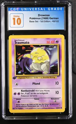 Pokemon! CGC 10 Pristine Drowzee 049/102 Base Set 1st Edition (German Traumato) - Image 1