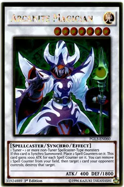 Yugioh! LP Arcanite Magician - PGL3-EN060 - Gold Rare - 1st Edition Lightly Play - Image 1