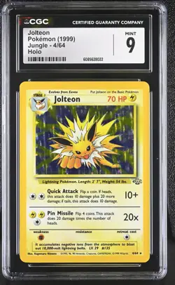 CGC 9 MINT Jolteon 1999 Jungle 4/64 Holo Pokemon Card - Image 1