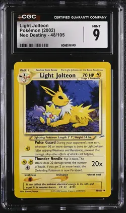 CGC 9 MINT Light Jolteon 2002 Neo Destiny 48/105 Pokemon Card - Image 1