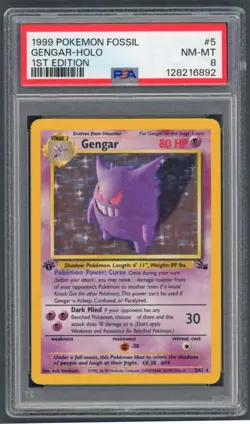 Pokemon Cards - PSA 8 1st Edition Gengar 5/62 - Fossil Set - NM-MT - PSA8 - Image 1