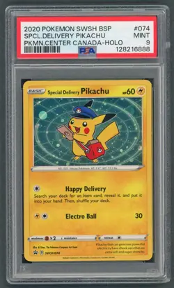 Pokemon Cards - PSA 9 Special Delivery Pikachu SWSH074 - Pokemon Center Canada - Image 1