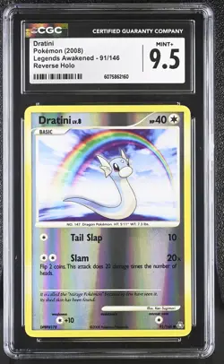 CGC 9.5 MINT+ Dratini 2008 Legends Awakened 91/146 Reverse Holo Pokemon Card - Image 1