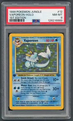 Pokemon Cards - PSA 8 1st Edition Vapoeon 12/64 - Jungle Holo - NM-MT - PSA8 - Image 1