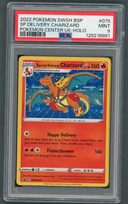 Pokemon Cards - PSA 9 Special Delivery Charizard SWSH075 Pokemon Center UK MINT - Image 1