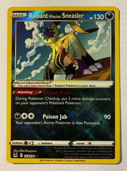 Radiant Hisuian Sneasler 123/196 Shiny Rare Holo Lost Origin Pokemon Card NM - Image 1