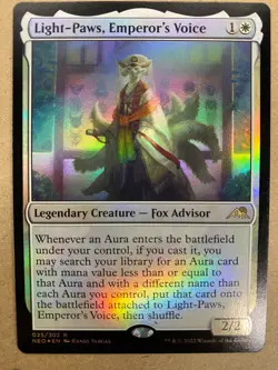 MTG 1x FOIL Light-Paws, Emperor's Voice 25 Kamigawa Neon Dynasty Magic the x1 NM - Image 1